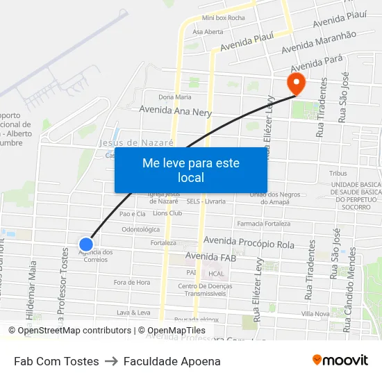 Fab Com Tostes to Faculdade Apoena map