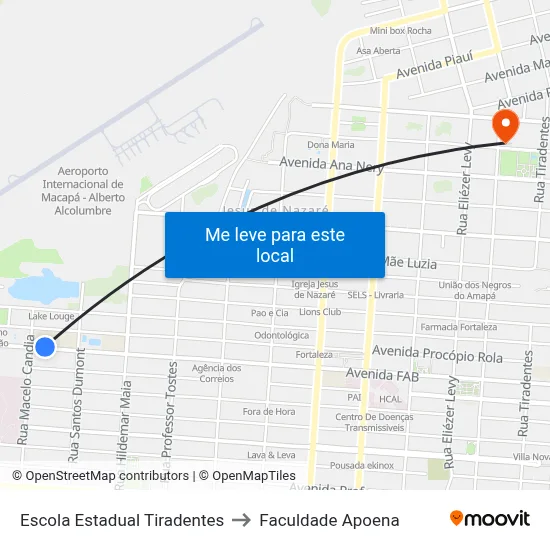 Escola Estadual Tiradentes to Faculdade Apoena map