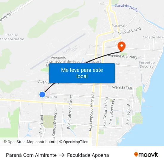 Paraná Com Almirante to Faculdade Apoena map