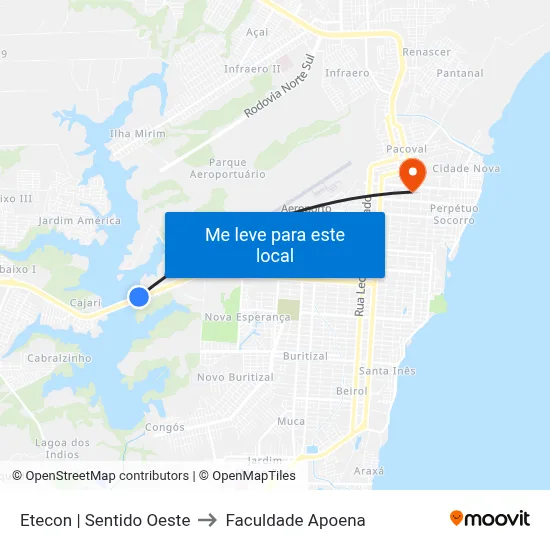 Etecon | Sentido Oeste to Faculdade Apoena map