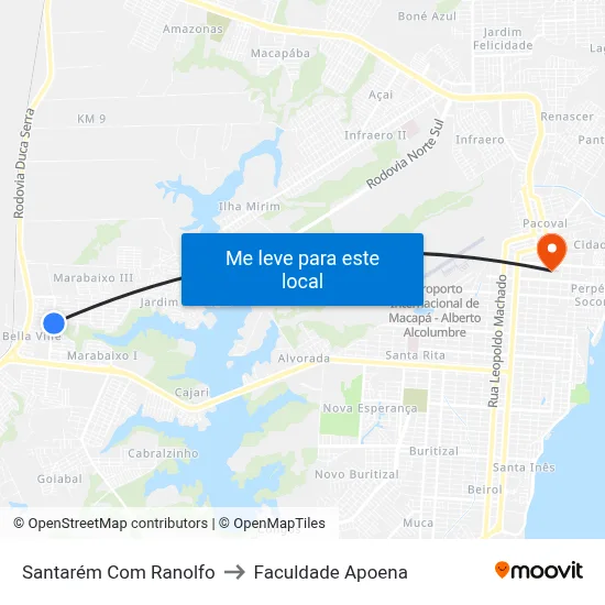 Santarém Com Ranolfo to Faculdade Apoena map