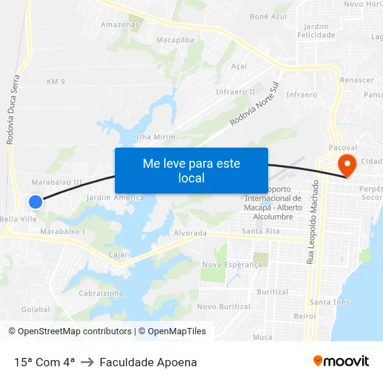 15ª Com 4ª to Faculdade Apoena map
