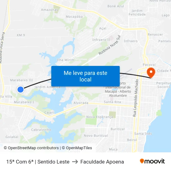 15ª Com 6ª | Sentido Leste to Faculdade Apoena map