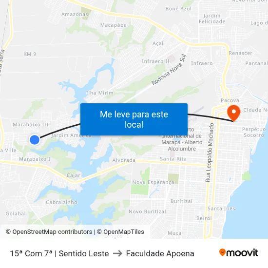 15ª Com 7ª | Sentido Leste to Faculdade Apoena map