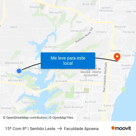15ª Com 8ª | Sentido Leste to Faculdade Apoena map