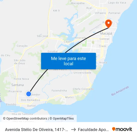 Avenida Stélio De Oliveira, 1417-1577 to Faculdade Apoena map