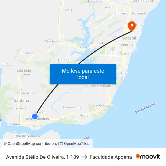 Avenida Stélio De Oliveira, 1-189 to Faculdade Apoena map