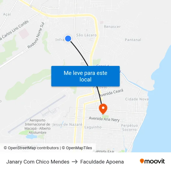 Janary Com Chico Mendes to Faculdade Apoena map