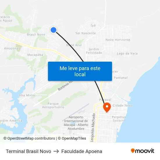 Terminal Brasil Novo to Faculdade Apoena map