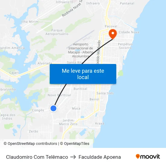 Claudomiro Com Telêmaco to Faculdade Apoena map