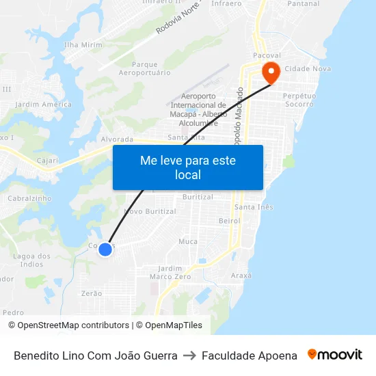 Benedito Lino Com João Guerra to Faculdade Apoena map