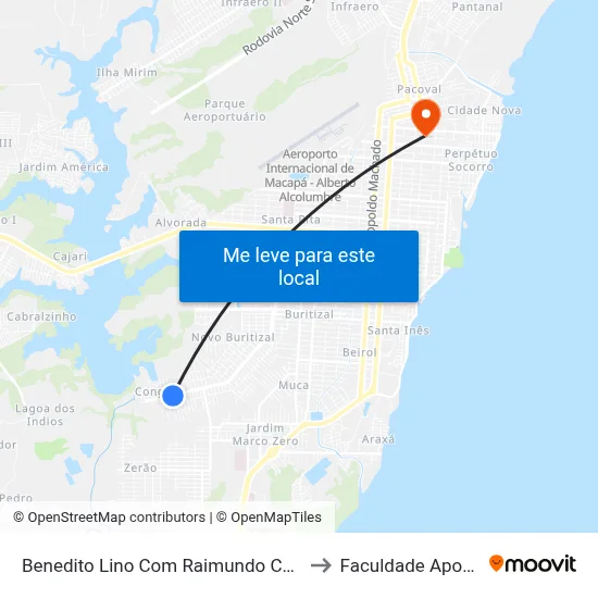Benedito Lino Com Raimundo Caxias to Faculdade Apoena map