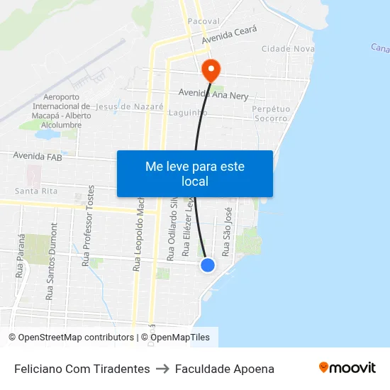 Feliciano Com Tiradentes to Faculdade Apoena map