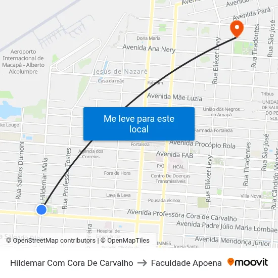 Hildemar Com Cora De Carvalho to Faculdade Apoena map