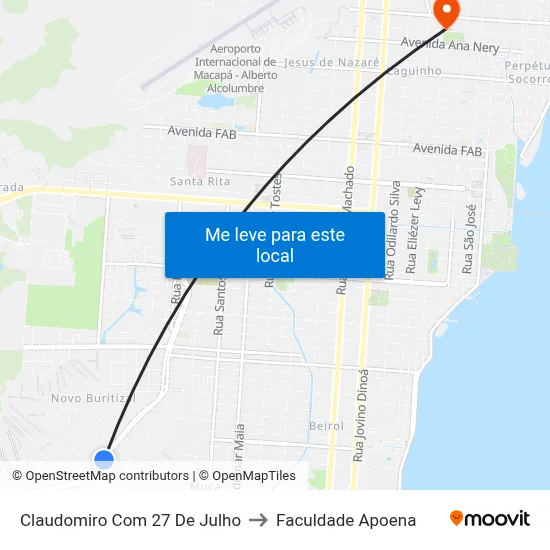 Claudomiro Com 27 De Julho to Faculdade Apoena map