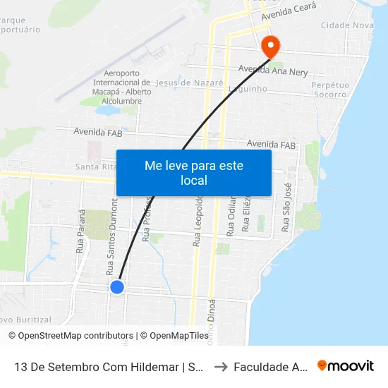 13 De Setembro Com Hildemar | Sentido Leste to Faculdade Apoena map