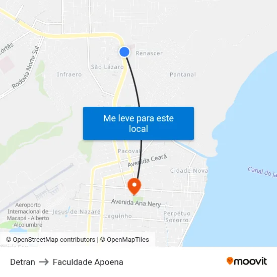 Detran to Faculdade Apoena map