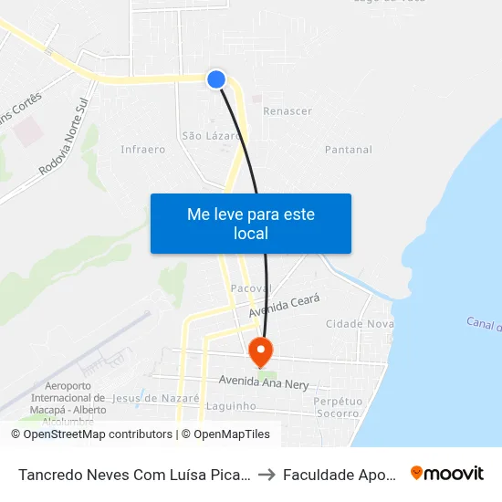 Tancredo Neves Com Luísa Picanço to Faculdade Apoena map