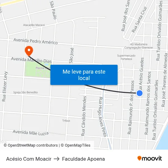 Acésio Com Moacir to Faculdade Apoena map