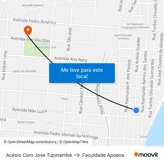 Acésio Com José Tupinambá to Faculdade Apoena map