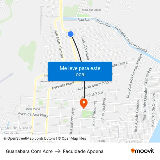 Guanabara Com Acre to Faculdade Apoena map