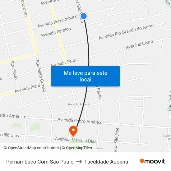 Pernambuco Com São Paulo to Faculdade Apoena map