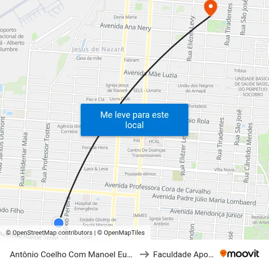 Antônio Coelho Com Manoel Eudóxio to Faculdade Apoena map