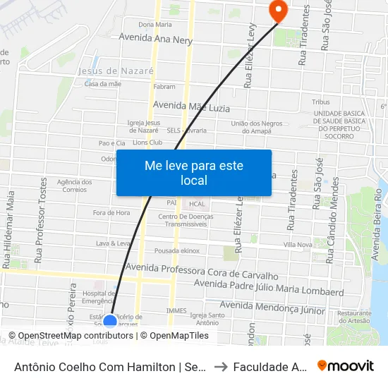 Antônio Coelho Com Hamilton | Sentido Oeste to Faculdade Apoena map
