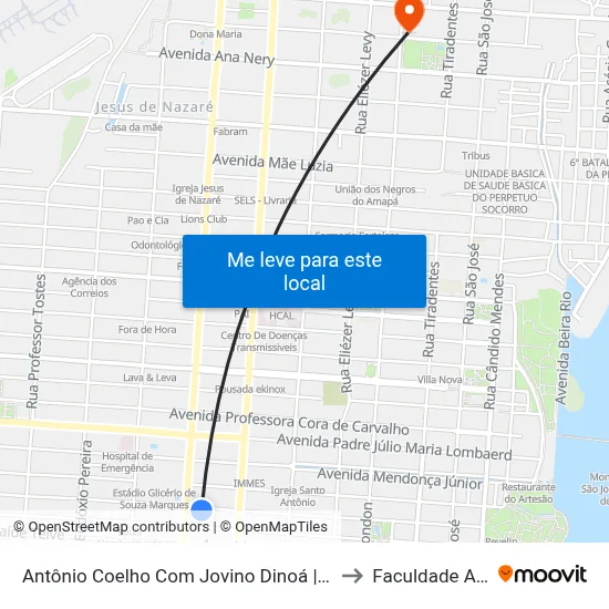 Antônio Coelho Com Jovino Dinoá | Sentido Leste to Faculdade Apoena map