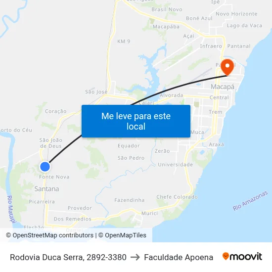 Rodovia Duca Serra, 2892-3380 to Faculdade Apoena map