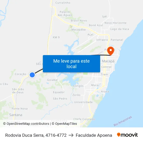 Rodovia Duca Serra, 4716-4772 to Faculdade Apoena map