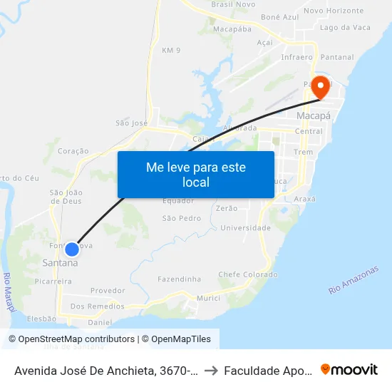 Avenida José De Anchieta, 3670-3816 to Faculdade Apoena map