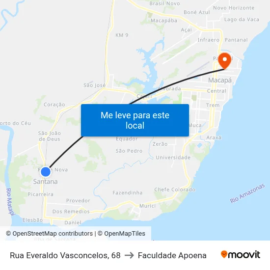 Rua Everaldo Vasconcelos, 68 to Faculdade Apoena map