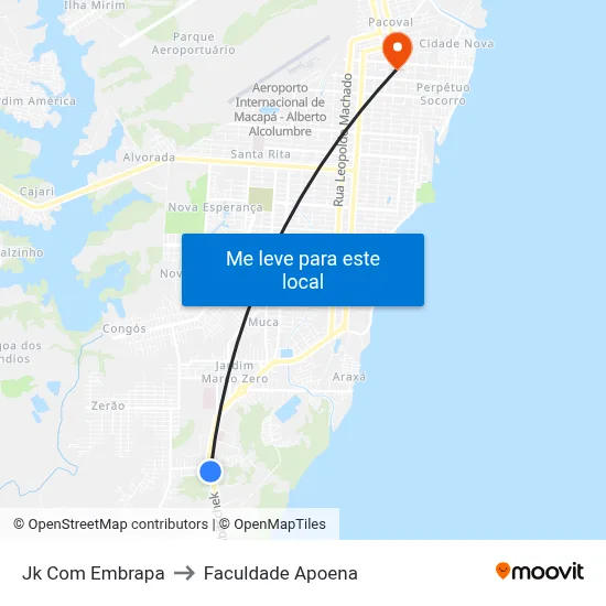 Jk Com Embrapa to Faculdade Apoena map