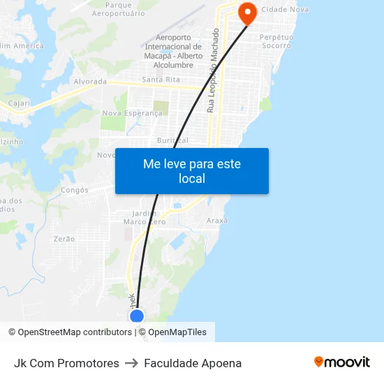 Jk Com Promotores to Faculdade Apoena map