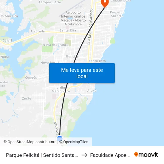Parque Felicitá | Sentido Santana to Faculdade Apoena map