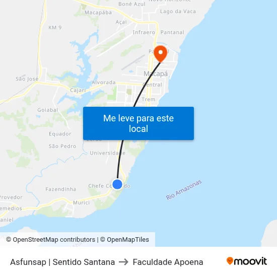 Asfunsap | Sentido Santana to Faculdade Apoena map