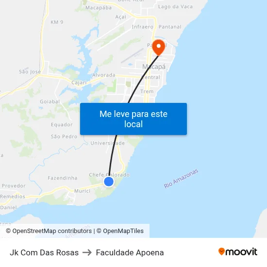 Jk Com Das Rosas to Faculdade Apoena map