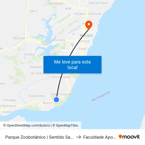 Parque Zoobotânico | Sentido Santana to Faculdade Apoena map