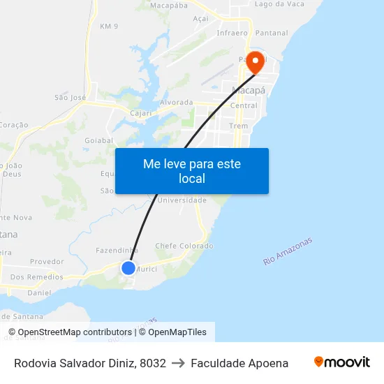 Rodovia Salvador Diniz, 8032 to Faculdade Apoena map