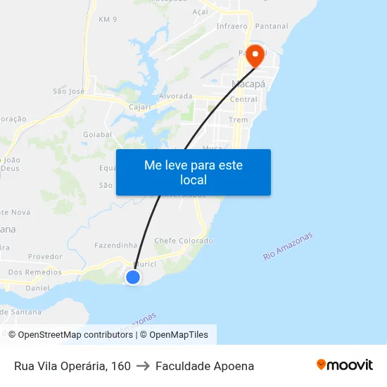 Rua Vila Operária, 160 to Faculdade Apoena map