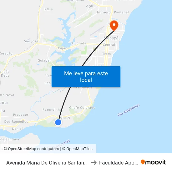 Avenida Maria De Oliveira Santana, 316 to Faculdade Apoena map