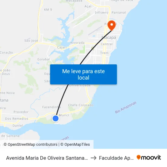 Avenida Maria De Oliveira Santana, 299-595 to Faculdade Apoena map
