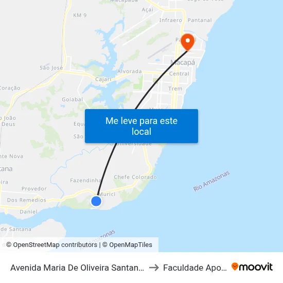 Avenida Maria De Oliveira Santana, 218 to Faculdade Apoena map