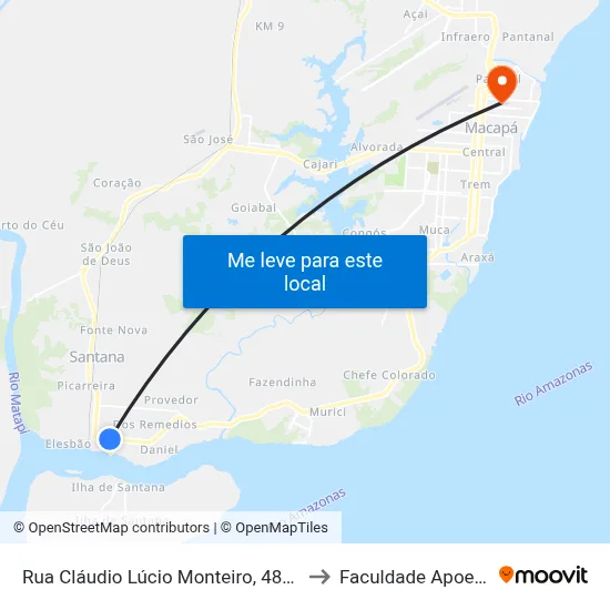 Rua Cláudio Lúcio Monteiro, 486 B to Faculdade Apoena map