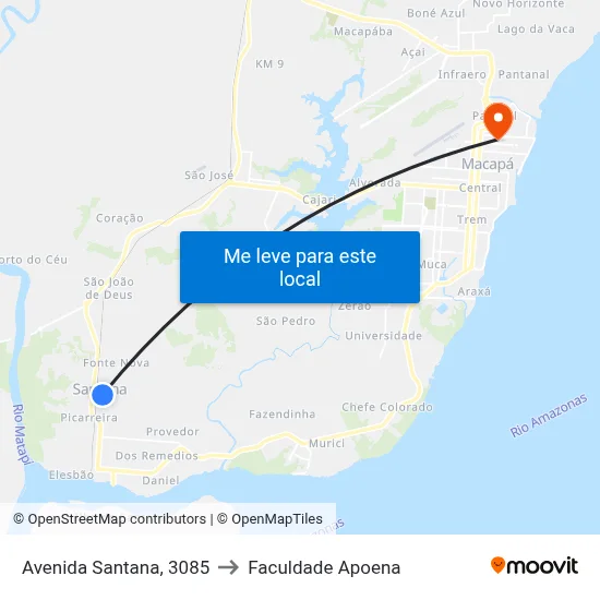 Avenida Santana, 3085 to Faculdade Apoena map