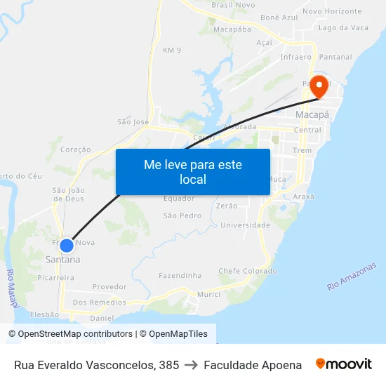 Rua Everaldo Vasconcelos, 385 to Faculdade Apoena map