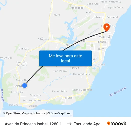 Avenida Princesa Isabel, 1280-1424 to Faculdade Apoena map