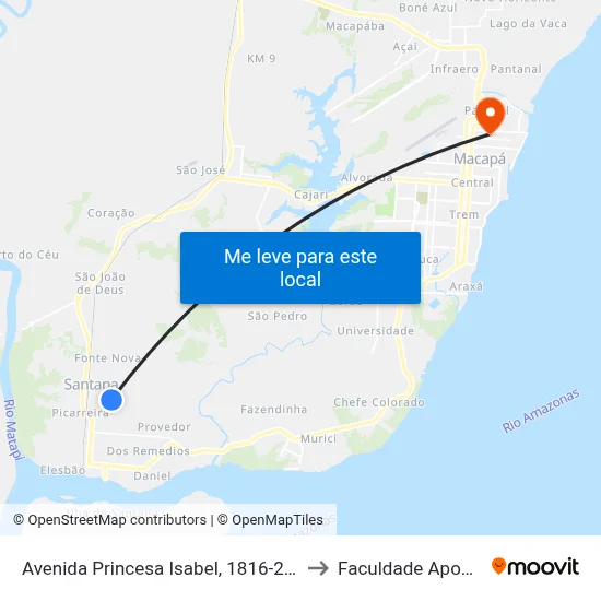 Avenida Princesa Isabel, 1816-2078 to Faculdade Apoena map