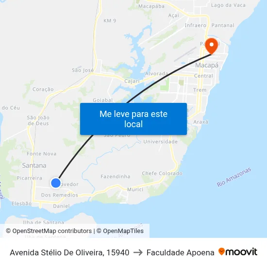Avenida Stélio De Oliveira, 15940 to Faculdade Apoena map